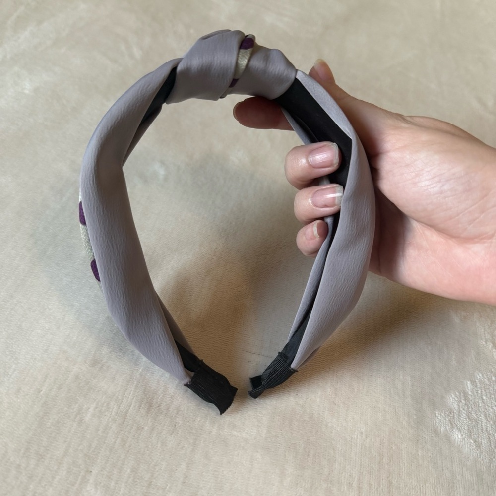 Purple Polka Dot Top-Knot Headband - Picture 3 of 6